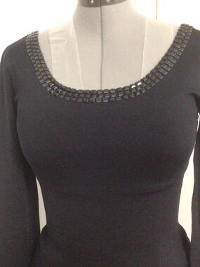 Vintage Vermani Black Sweater with Beaded Trim